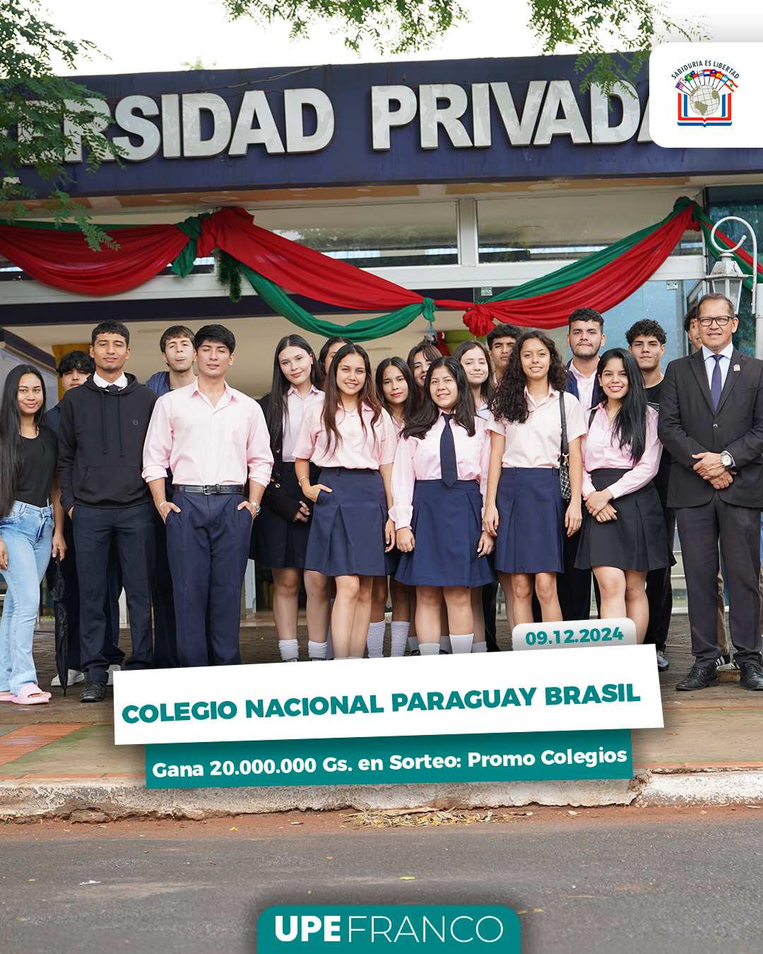 Entrega Oficial del Premio de 20.000.000 Gs al Colegio Nacional Paraguay Brasil: Promo Colegios 2024