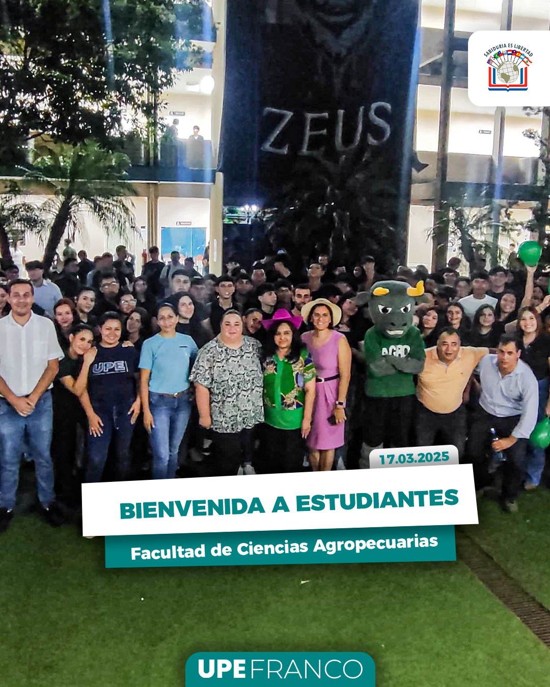 UPE FRANCO da la Bienvenida a sus nuevos estudiantes de Ciencias Agropecuarias