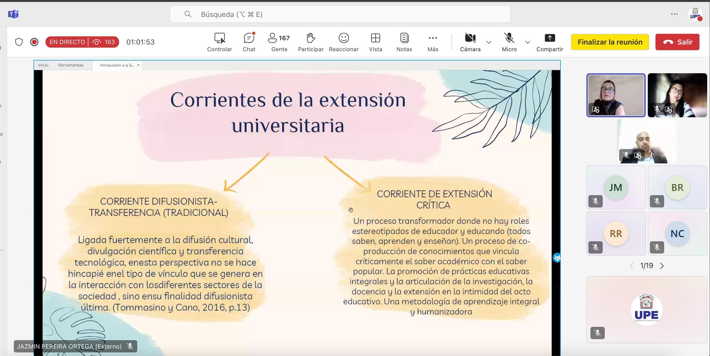 Primera clase del Módulo 4: Diplomado en Extensión Universitaria - UPE FRANCO