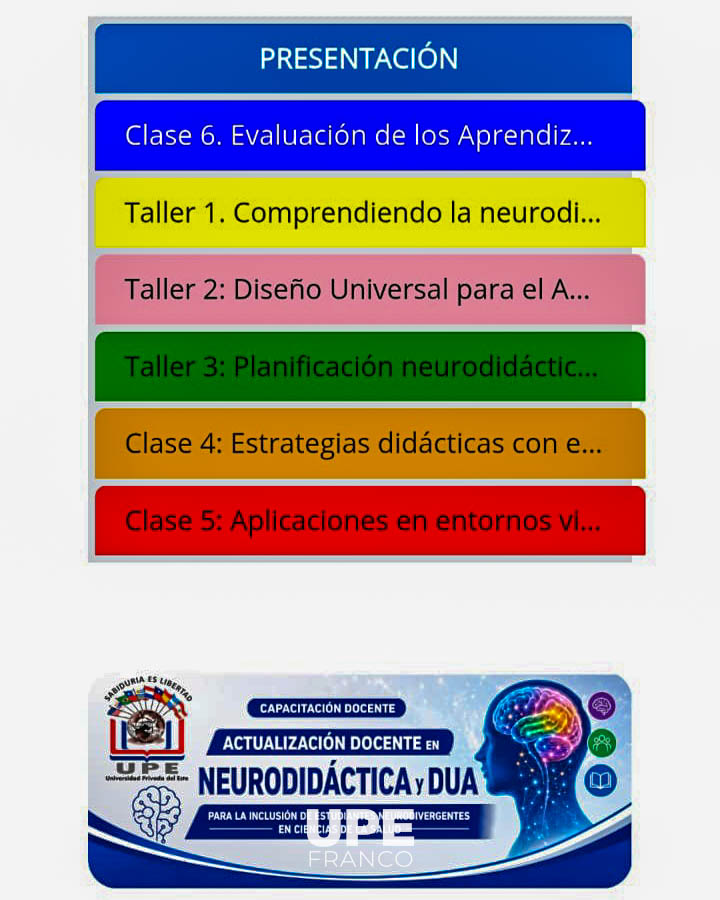 Facultad de Ciencias de la Salud culminó curso de actualización docente en Neurodidáctica y DUA