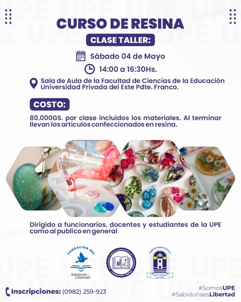 Te invitamos a participar del Curso de Resina 