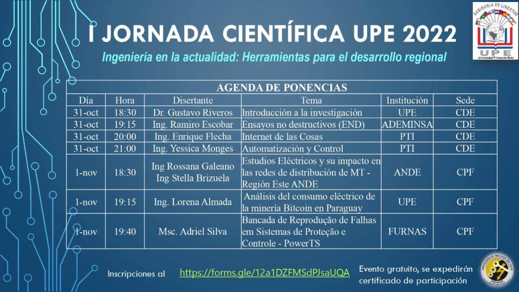 I Jornada Científica UPE 2022, Ingeniería en la actualidad: herramientas para el desarrollo regional