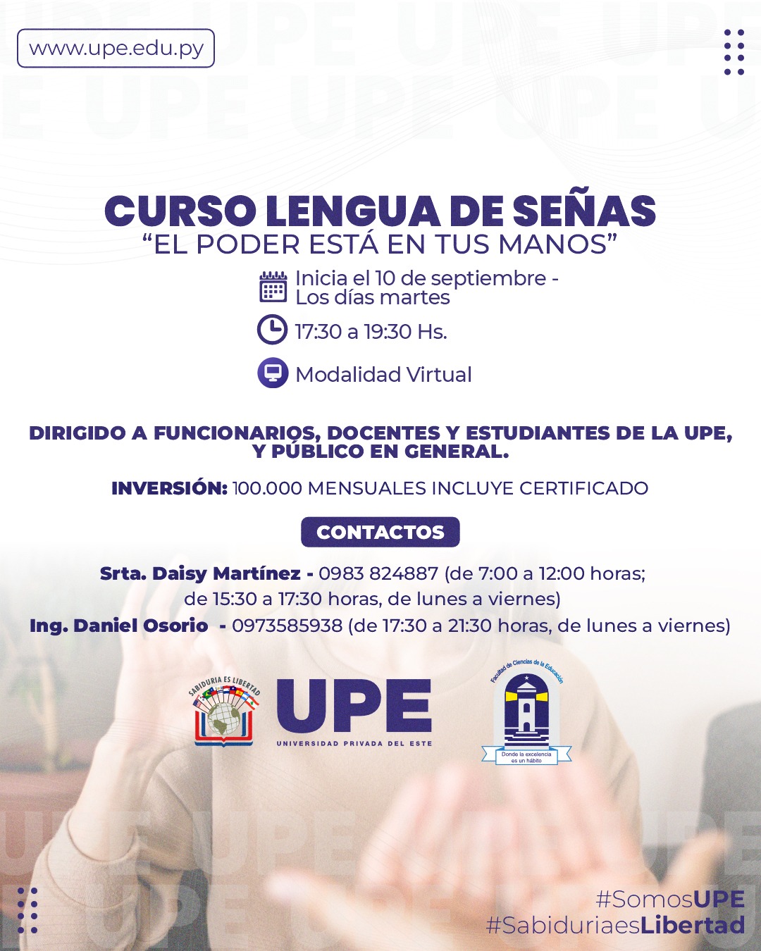 Curso de Lengua de Señas en la UPE: "El poder está en tus manos"