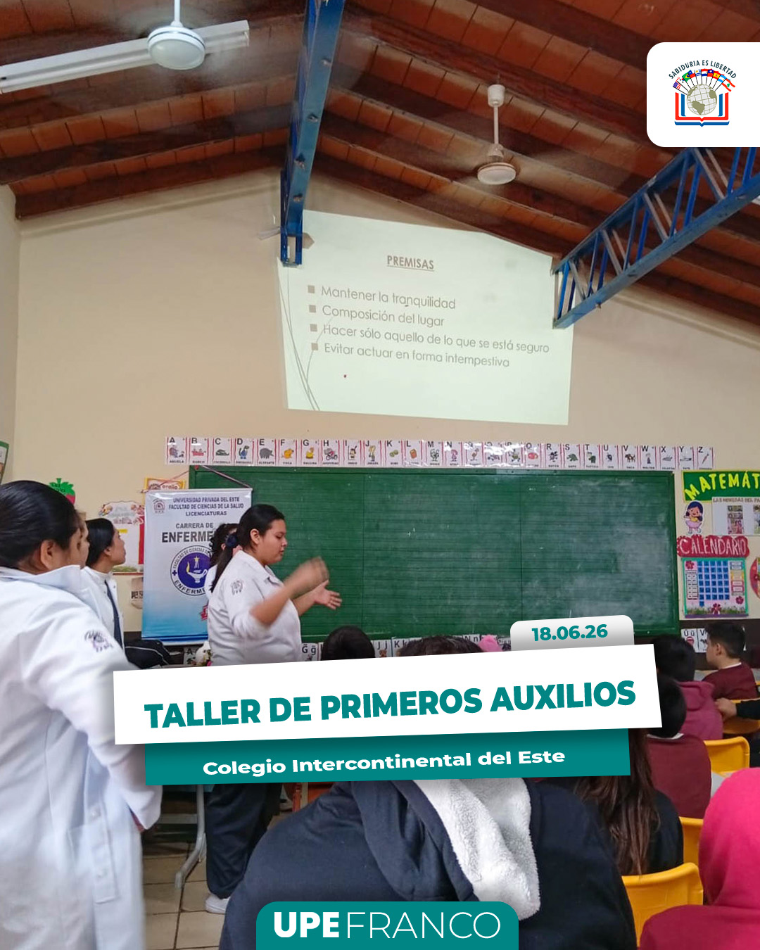 Estudiantes de Enfermería desarrollaron taller de primeros auxilios en la Escuela Mariano Bobadilla
