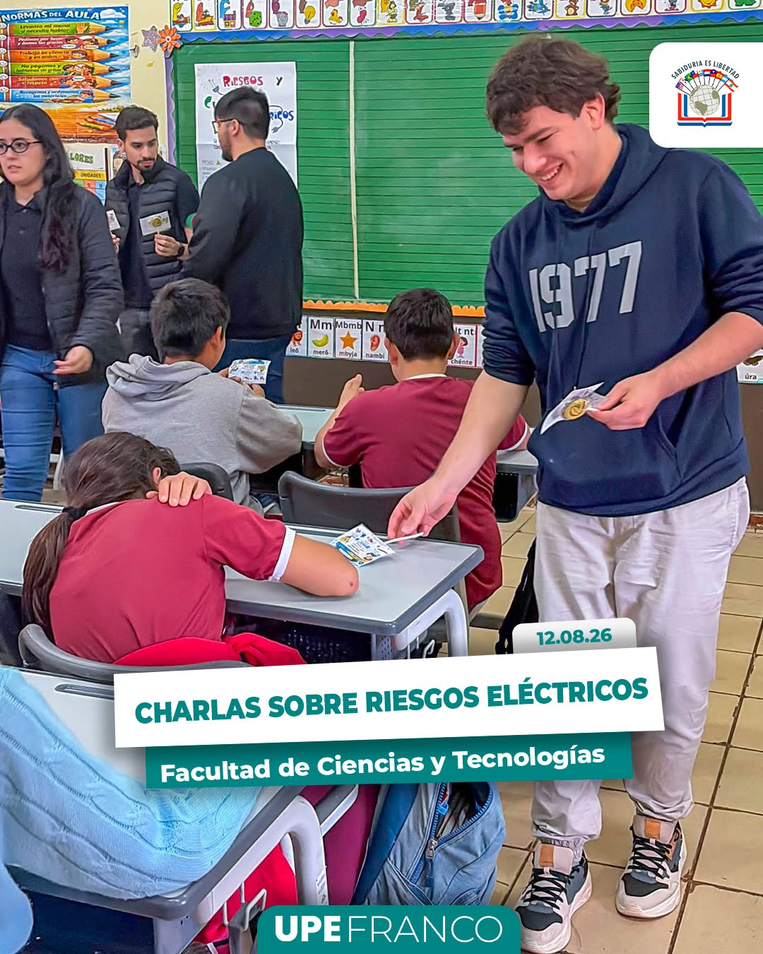 Facultad de Ciencias y Tecnologías promueve charlas sobre riesgos eléctricos a la Escuela Mariano Bobadilla del Barrio San Sebastián de Pdte. Franco