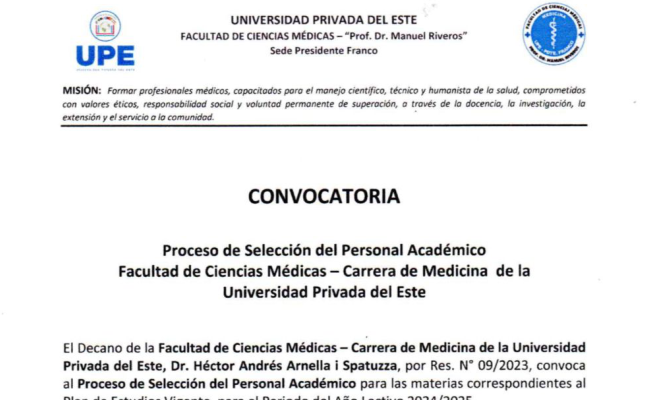 CONVOCATORIA - Proceso de Selección del Personal Académico.