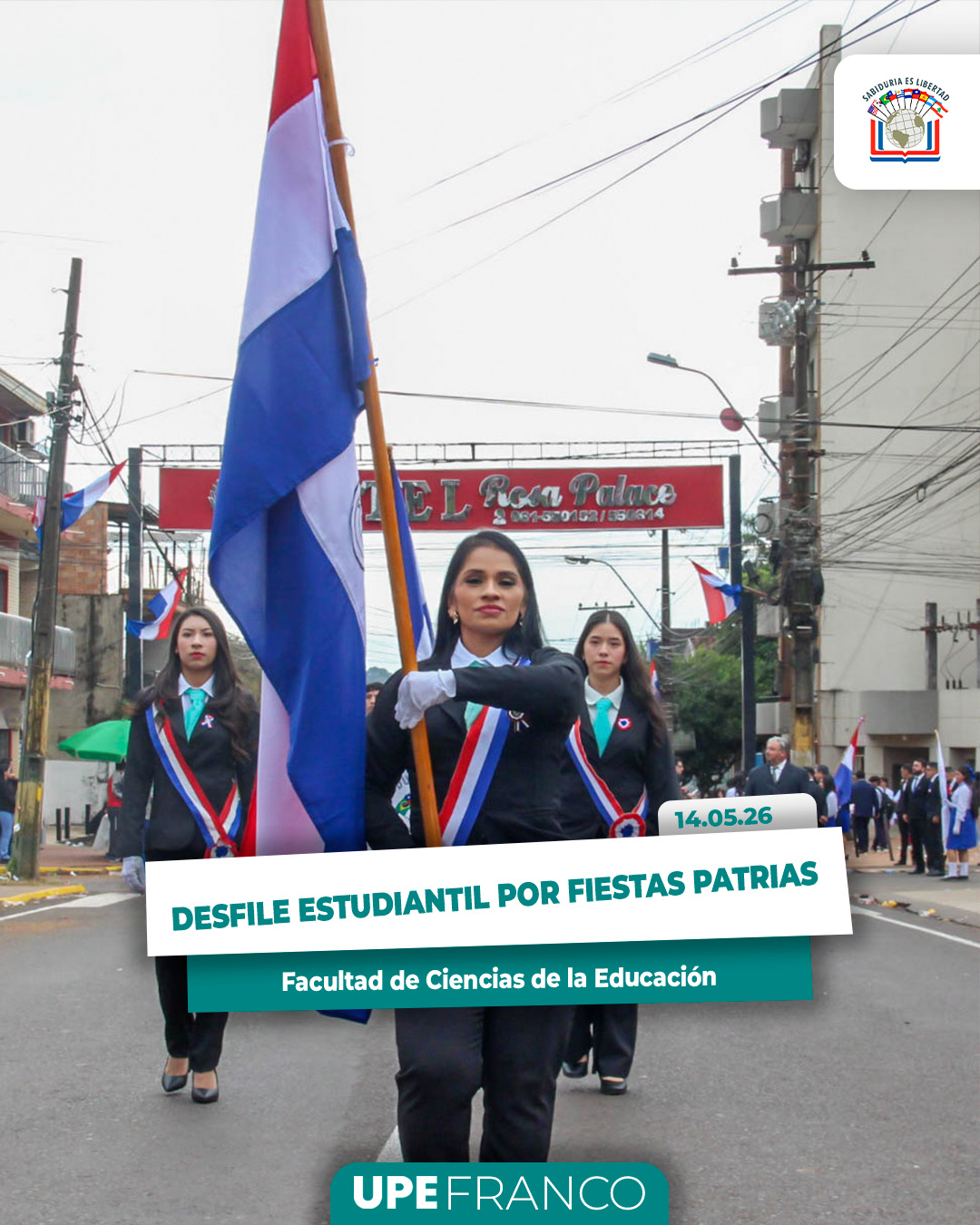 Facultad de Ciencias de la Educación de la UPE Franco participó del desfile estudiantil por las Fiestas Patrias