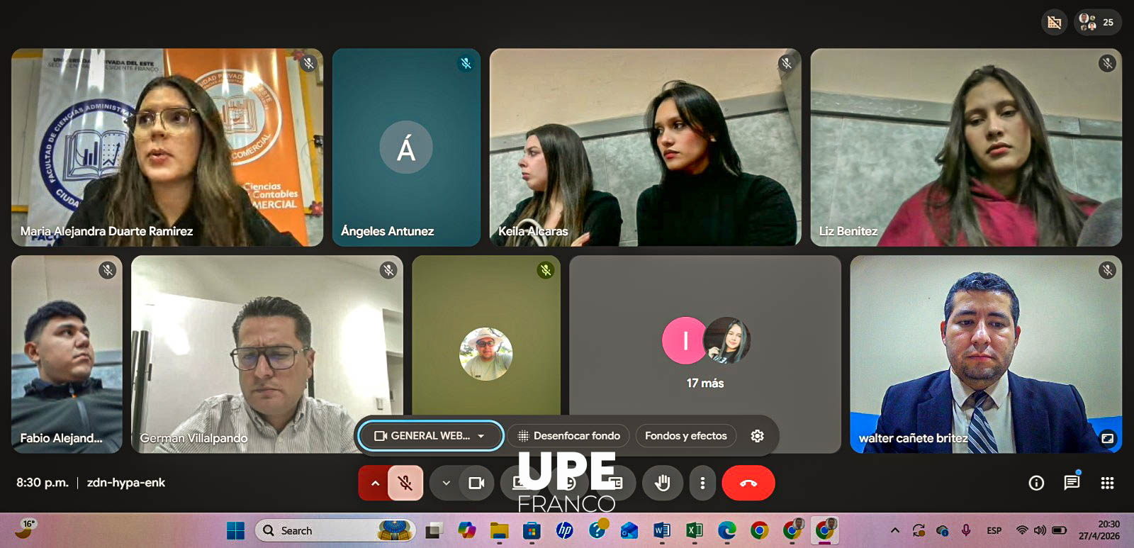 Clase Espejo Internacional: UPE FRANCO - Unifranz, Bolivia