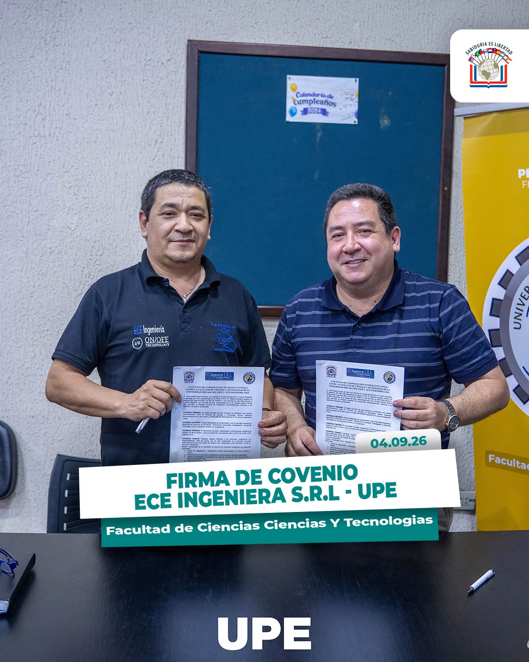 Firma de convenio entre la Facultad de Ciencias y Tecnologías y ECE Ingeniería S.R.L.