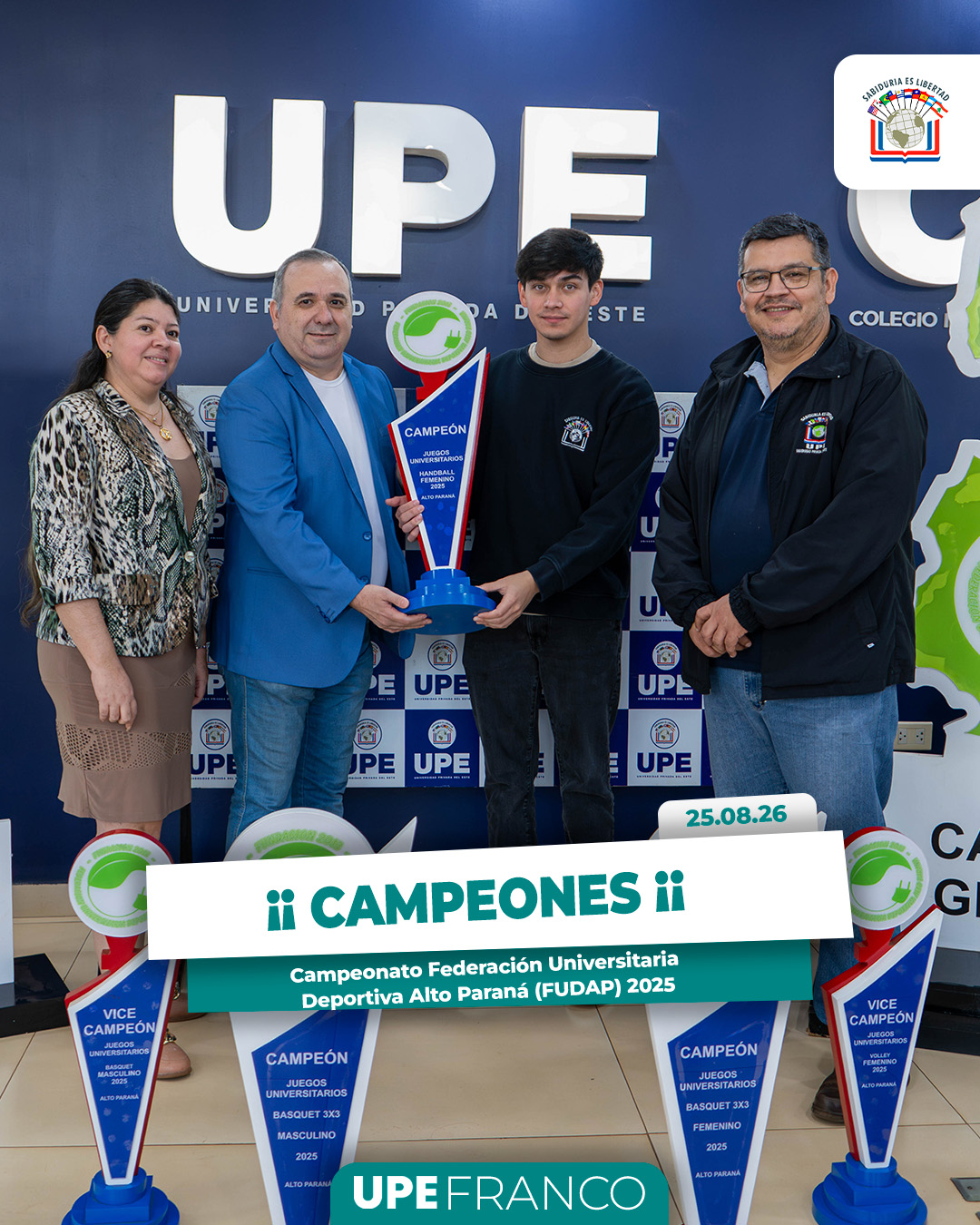 UPE Franco recibió trofeos de campeones de la FUDAP 2025